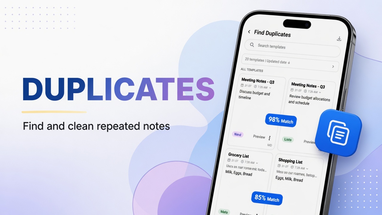 How to find duplicate notes in DicaNote