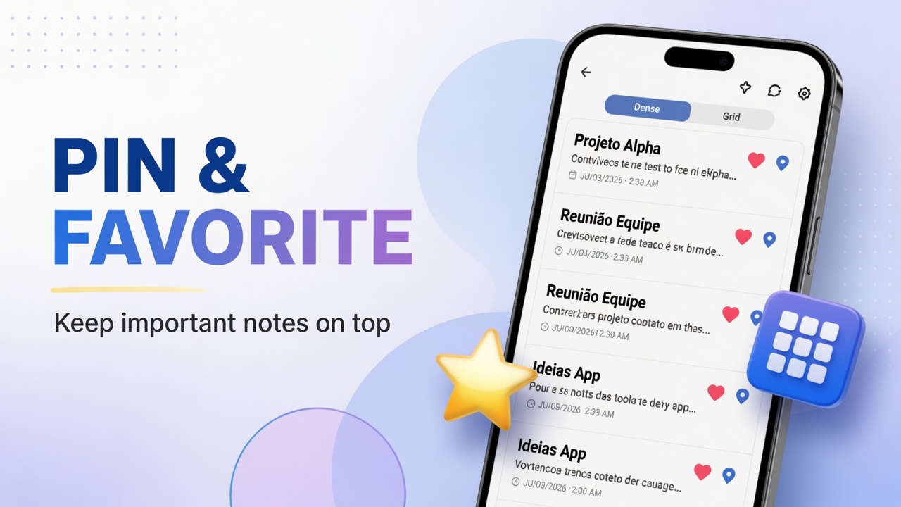 How to favorite, pin and change note layout in DicaNote