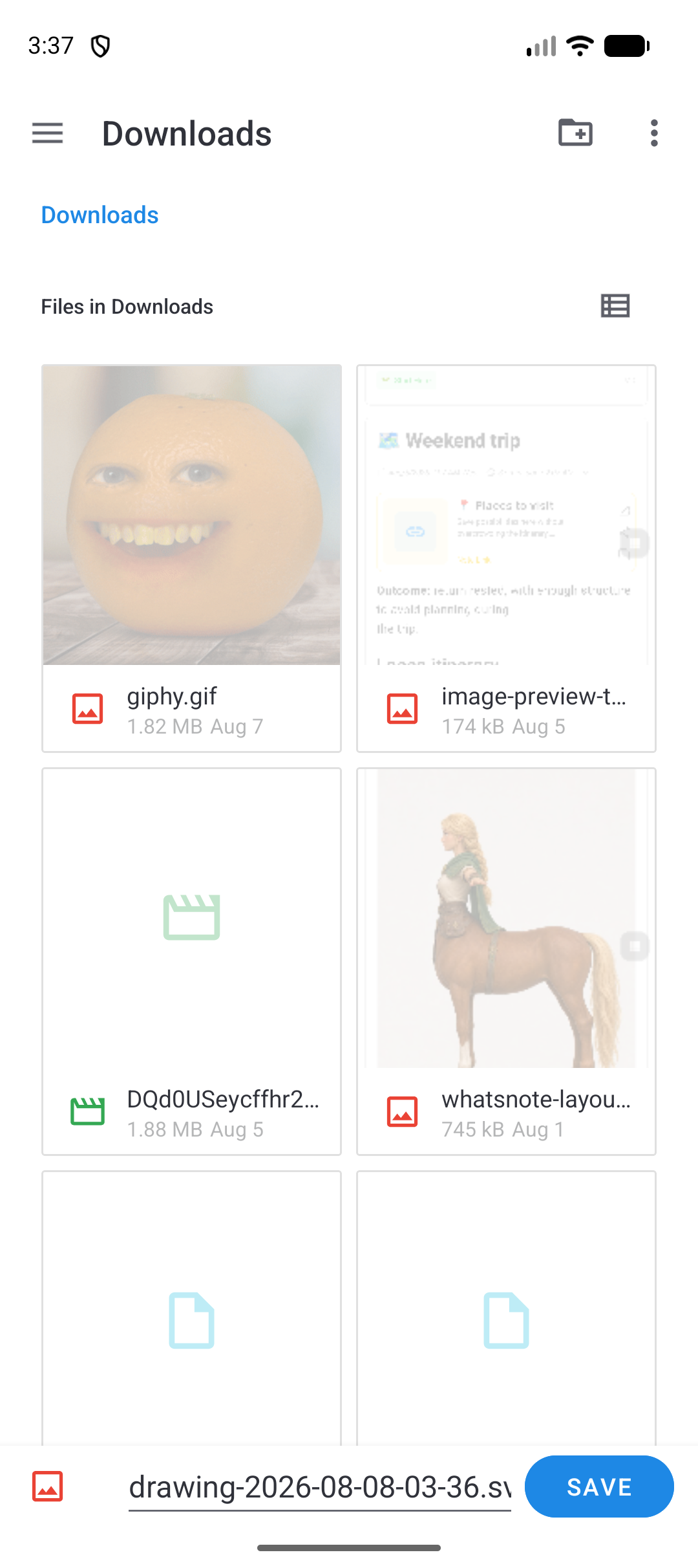 File picker when saving a DicaNote drawing
